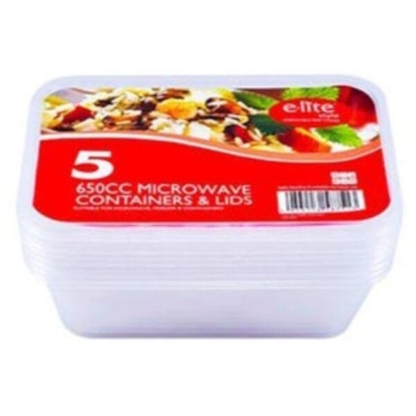 Micro Cont + Lids 5Pk 650Cc