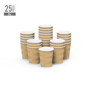 8Oz Brown Ripple Cups 25Pk