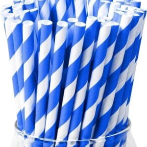 Paper Straw 6mm Blue Stripe 500Pk