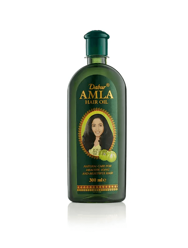 42712335ProductImgpng - Namaste Bazaar Green Dabur Amla Hair Oil bottle with a gold-label front showing a woman's portrait and 300 ml capacity - Dabur Amla Hair Oil 300ml