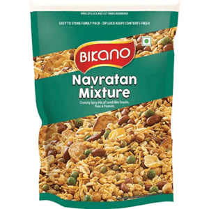 Bikano Navratan Mixture snack bag with green packaging and mixed nuts and lentil bites visible on the front. - Bikano Navratan Mixture 200G