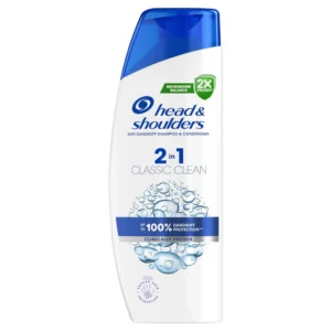 Head & Shoulders 2-in-1 Classic Clean anti-dandruff shampoo and conditioner bottle with blue cap and bubbles graphic - Head & Shoulders – Classic Care 2 in 1  330ml
