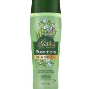 Vatika Naturals Rosemary Shampoo bottle with rosemary plant illustrations and a green cap on a white background. - Dabur Vatika Rosemary Shampoo 425ml