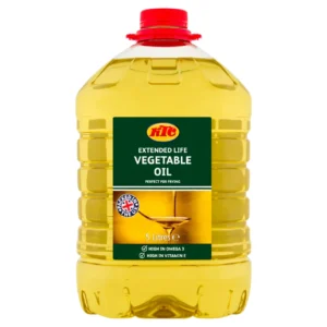 Five‑litre bottle of TIC Extended Life Vegetable Oil with a red cap, designed for frying - KTC Vegetable Oil 5 Litre