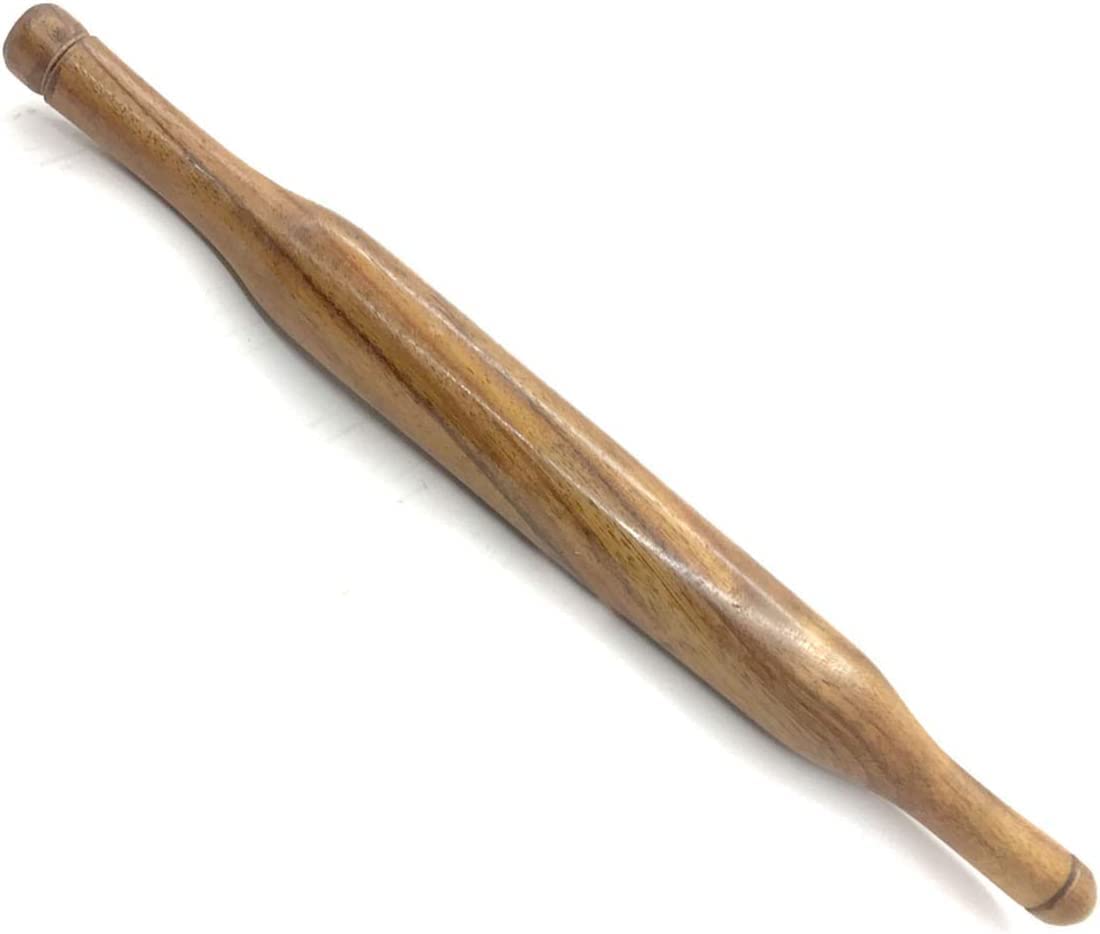 278be1d9-cf9a-4ec8-b5b0-3d6bbcc836bajpg - Namaste Bazaar Wooden crochet hook with a smooth, curved shaft and rounded end on a white background. - Vego Gujrati Belan 1″ x14″