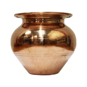 Polished copper vase with a wide mouth and bulbous body, highly reflective surface. - Vego Copper Lota No 10