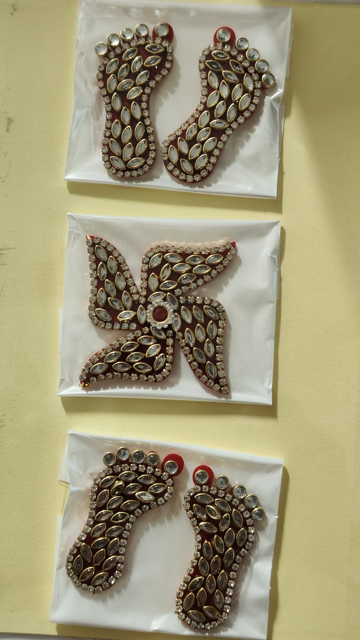 Kundan laxmi charan paduka with Swastik (1 Set)