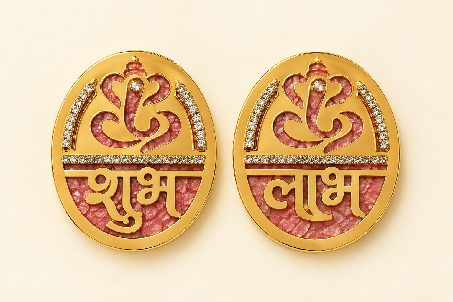 Golden & pink Raisin shubh labh ganesh set 1pc